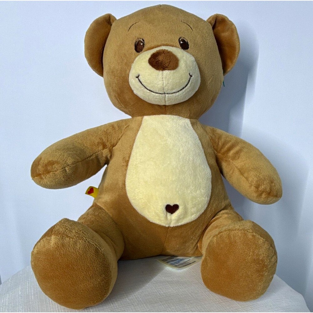 Build-A-Bear Velvet Hugs Teddy Bear Plush 15" Brown Stuffed Animal Heart Belly